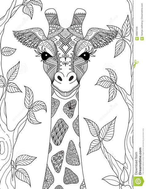 giraffe stock vector illustration  monochrome doodle