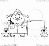 Veterinarian Chubby Illustration Cartoon Female Happy Royalty Blank Clipart Cat Dog Sign Vector Cory Thoman sketch template