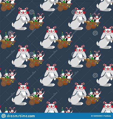rabbit  christmas costume seamless pattern stock vector illustration  decoration holiday