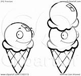 Ice Cream Waffle Clipart Cones Coloring Cartoon Vector Outlined Cory Thoman Royalty sketch template
