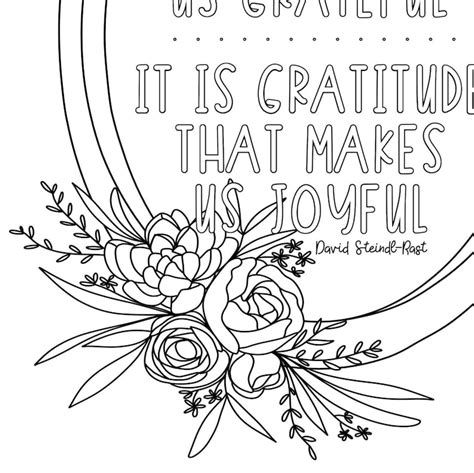 gratitude coloring page hand drawn coloring page print etsy