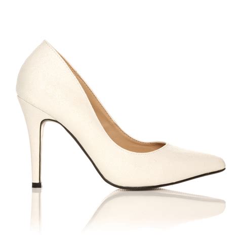 darcy white glitter stilleto high heel pointed court shoes ebay