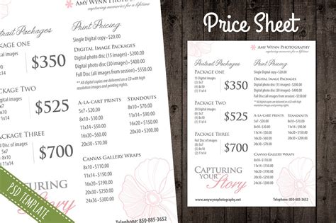 price list template pricing sheet creative daddy