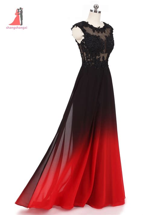 2017 black red gradient prom dresses lace beaded sexy
