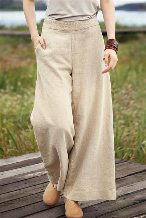 women loose wide leg linen long pants  fantasylinen