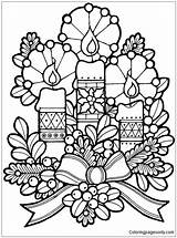 Christmas Candles Pages Coloring Flowers Color Decoration Adults Coloringpagesonly sketch template
