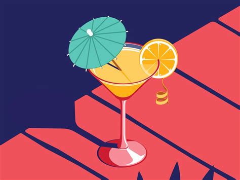 Sunset Cocktail Cocktail Illustration Isometric Illustration