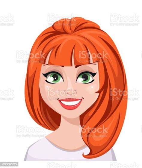 Facial Expression Of A Redhead Woman Smiling Stock Illustration