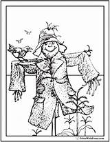 Coloring Pages Halloween Scarecrow Adult Printable Harvest Crow Corn Crop Pdf Scarecrows Colorwithfuzzy Advanced sketch template