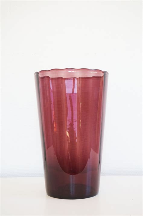 Large Purple Vintage Blown Glass Vase