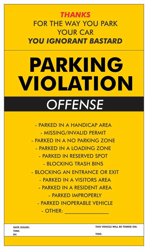 printable fake parking ticket parking  ticket template exit