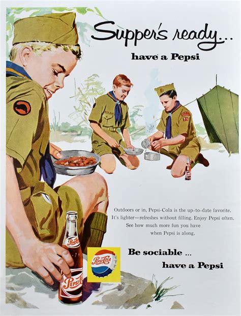 pepsi cola ad boy scouts camping vintage art print retro reveries shop vintage