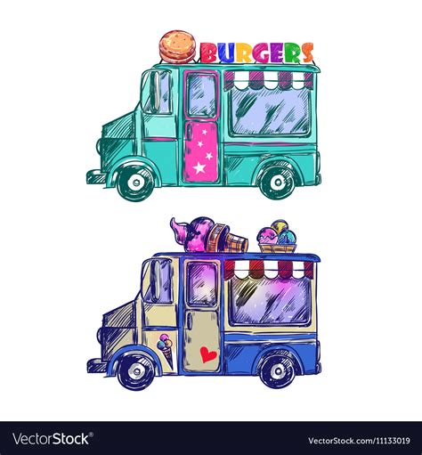 food truck sketch royalty  vector image vectorstock