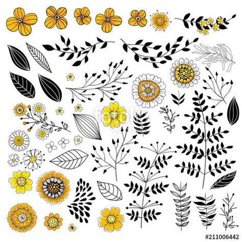 download the royalty free vector doodle flowers in yellow