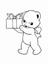 Birthday Coloring Card Pages Bear Popular sketch template