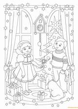 Coloring Pages Brother Sister Christmas Little Her Celebrate Eve Door Color Chrismas Printable Air Wreath Drawing sketch template