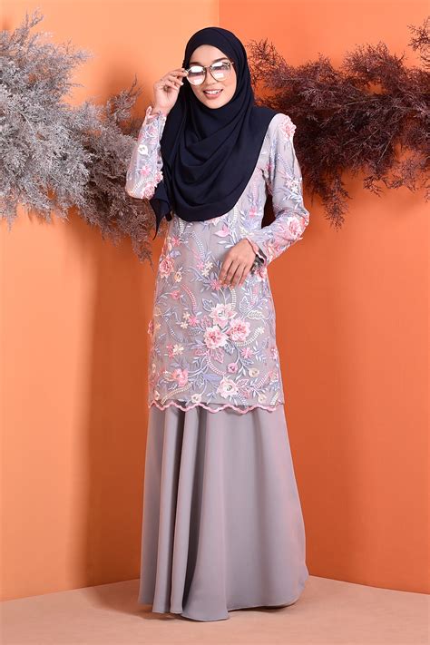 Baju Kurung Lace 3d Azura Silver Mine Muslimahclothing