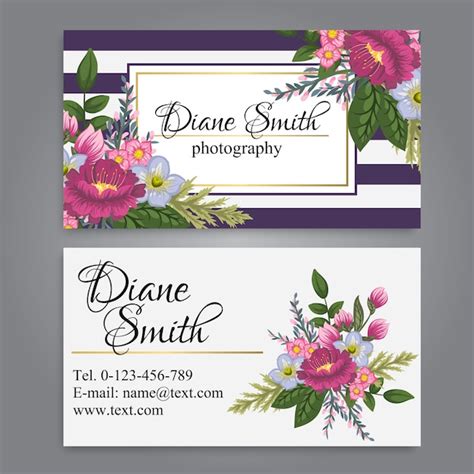 floral business card template vector vector premium download