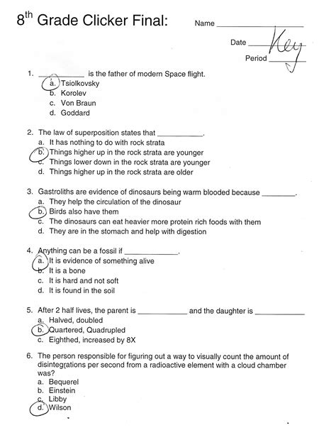 grade 8 science worksheets with answers