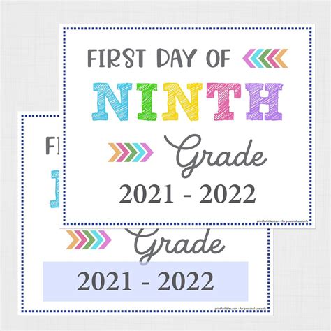 day  ninth grade signs editable