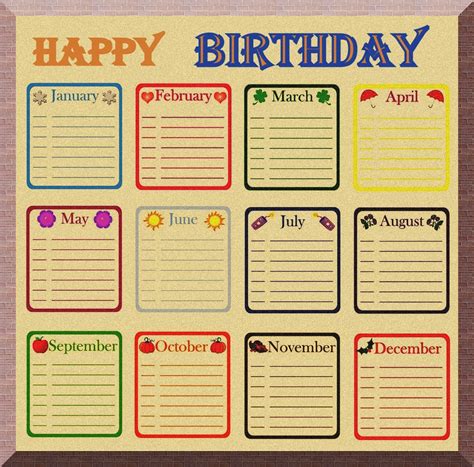 birthday calender  wall birthday calendar classroom family birthday