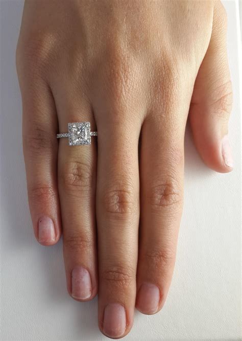 ct square pave princess cut diamond engagement ring   white