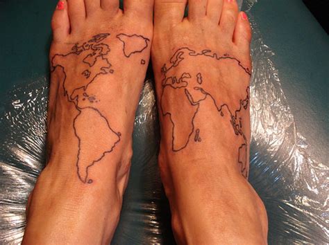 feet map map feet tattoo world image 26302 on