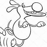 Frisbee Coloring Cartoon Dog Vector Getdrawings Getcolorings Pages sketch template