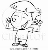 Boy Flexing Cartoon Muscles Lineart Illustration His Clipart Toonaday Grinning Royalty Vector sketch template