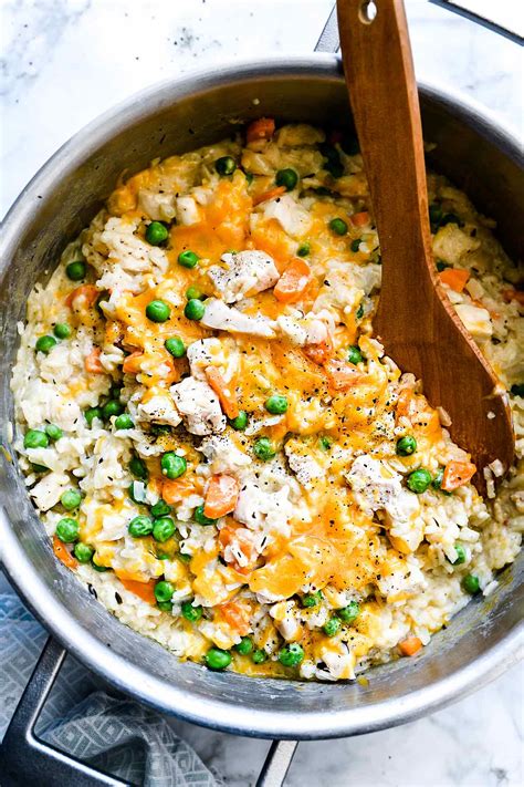 creamy chicken  rice casserole  pot recipe foodiecrush