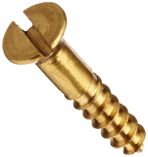 Brass Wood Screw Plain Finish Flat Head Slotted Drive 1 1 2 Length