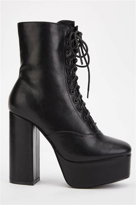 chunky high platform heel boots black