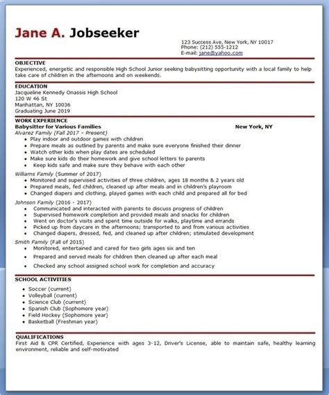 babysitting bio resume sample babysitter resume sample template