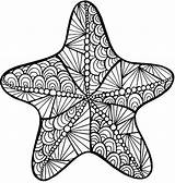Starfish Printable Zentangle Colouring sketch template