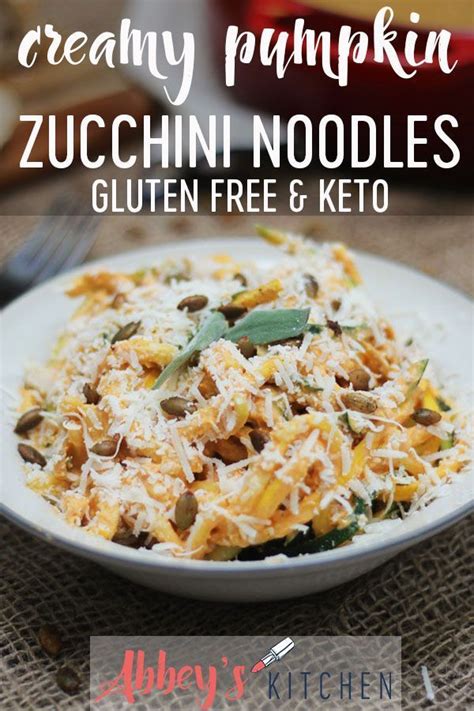 These Creamy Pumpkin Zucchini Noodles With Spiced Pumpkin Seeds Are A