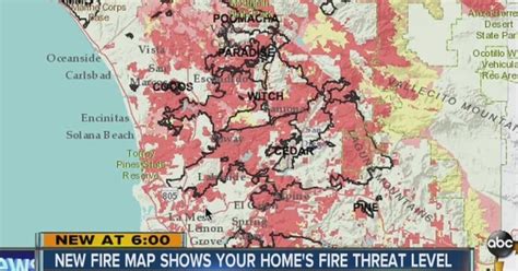 county map shows fire threat level  region