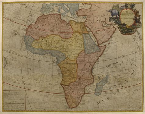 mapa de africa publicado en  paris grabado en color