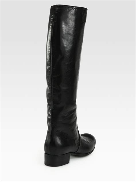 Prada Tall Leather Riding Boots In Black Lyst