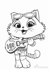 Kolorowanki Koty Desenhos Gato Milady Guitarra Tocando Youloveit Kleurplaat Gata Buffy Colorier Lampo Colorpages Kleurplaten Gatti Kittens Feuilles Buffycats Wydruku sketch template