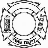 Template Fire Hat Coloring Maltese Cross Department Firefighter Fireman Printable Blank Clip Drawing Badge Pages Clipart Hydrant Flames Truck Dept sketch template