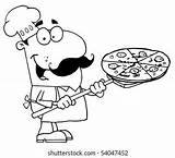 Pizza Coloring Chef Pizzeria Outlined Holding Male Shutterstock sketch template