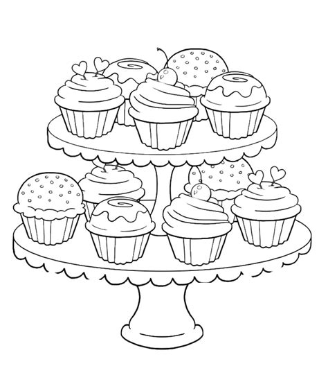 coloring page cupcakes  printable adult coloring pages