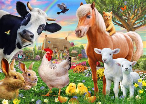 farm animals  kids enchanting wall mural photowall