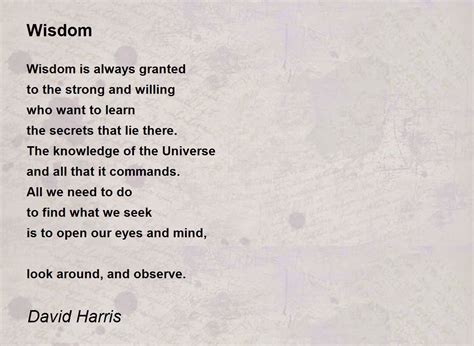 wisdom wisdom poem  david harris