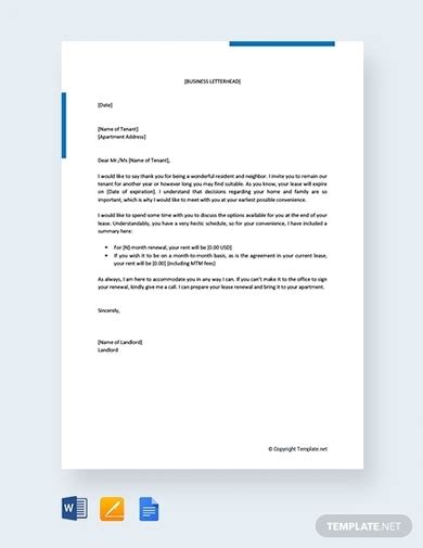 lease renewal letter  tenant  examples format sample