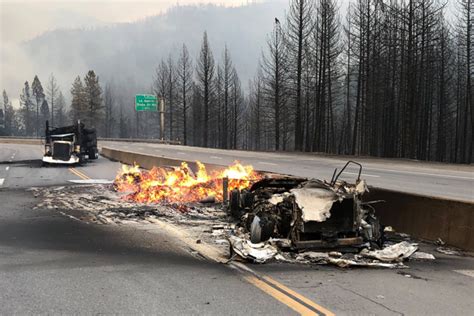 Drivers Forced To Abandon Trucks As Wildfire Shuts Down I 5