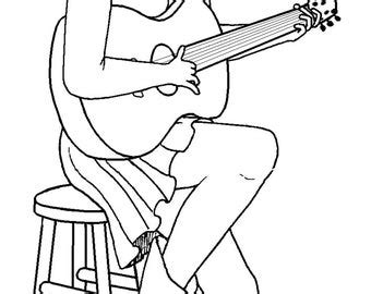 guitar girl coloring page