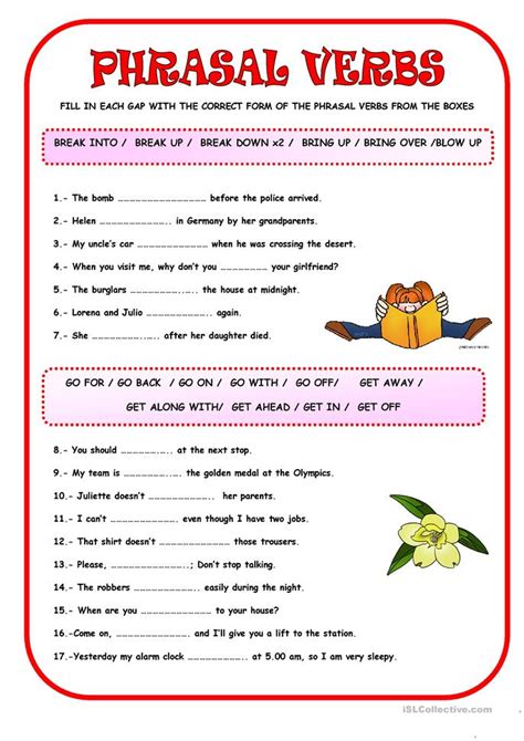 phrasal verbs worksheet  esl printable worksheets   teachers