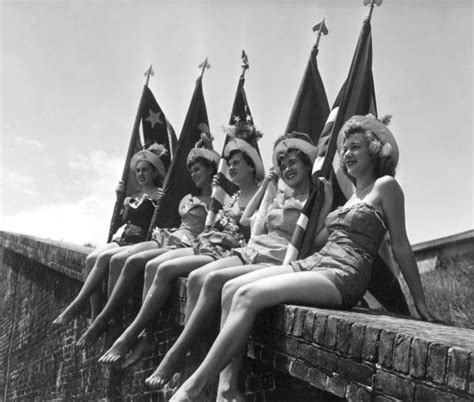 Florida Memory • Young Women Posing With 5 Flags Pensacola Florida