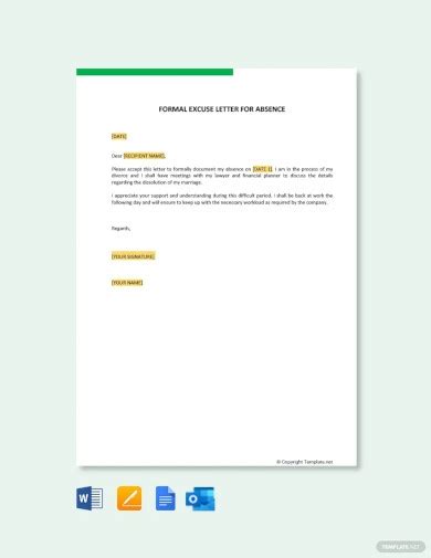 sample excuse letters   ms word google docs apple pages